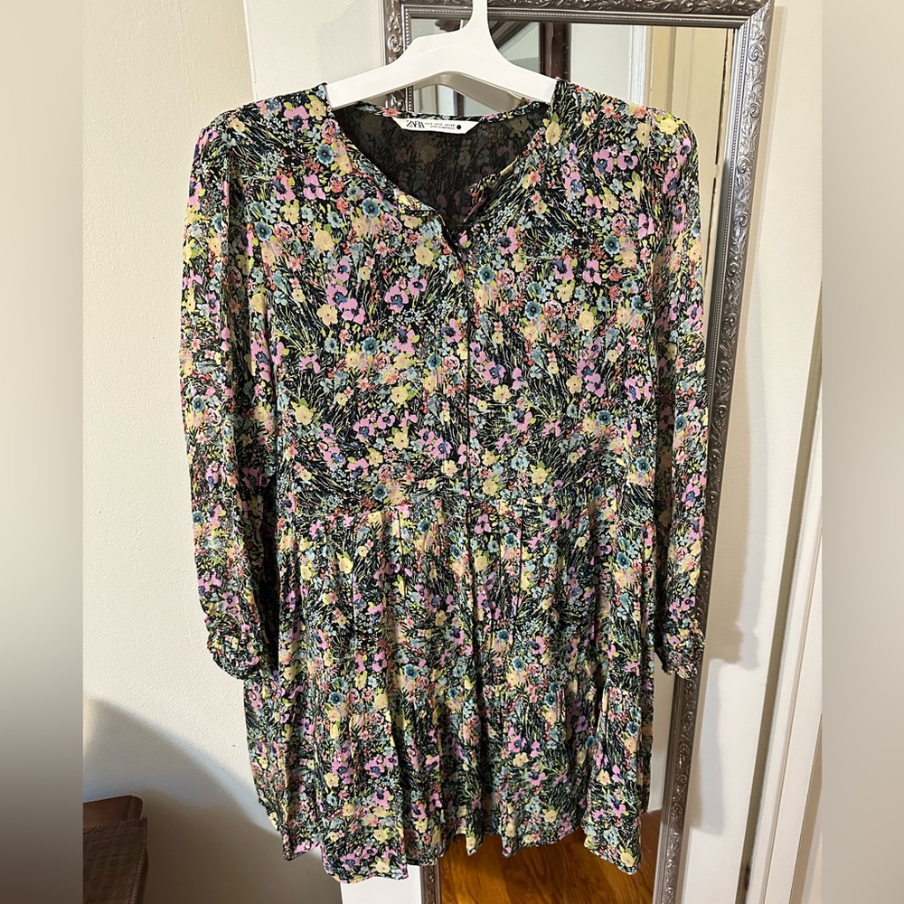 Zara 🌸floral 🌸mini dress black size small